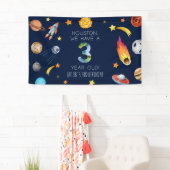 Houston We Have A 3 Year Old 3de Verjaardagsfeestj Spandoek (Insitu)