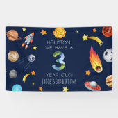 Houston We Have A 3 Year Old 3de Verjaardagsfeestj Spandoek (Horizontaal)