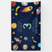 Houston We Have A 3 Year Old 3de Verjaardagsfeestj Spandoek (Verticaal)