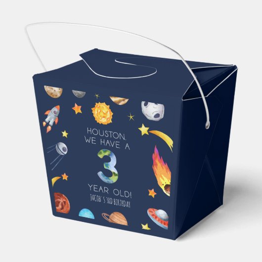 Houston We Have A 3 Year Old 3rd Birthday Party Bedankdoosjes (Achterkant)