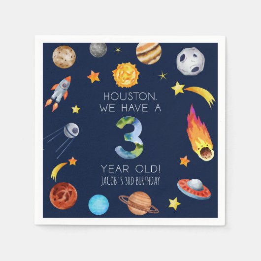 Houston We Have A 3 Year Old 3rd Birthday Party Servet (Voorkant)