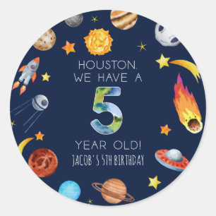 Houston We Have A 5 Jaar Oude 5e Verjaardagsfeestj Ronde Sticker