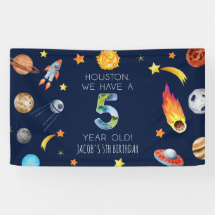 Houston We Have A 5 Verjaardagsfeestje Spandoek