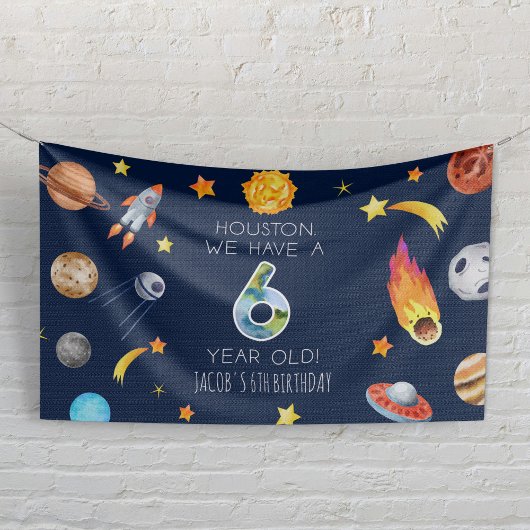 Houston We Have A 6 Jaar Oude 6de Verjaardagsfeest Spandoek