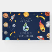 Houston We Have A 6 Jaar Oude 6de Verjaardagsfeest Spandoek (Horizontaal)