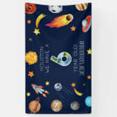 Houston We Have A 6 Year Old 6th Birthday Party Spandoek (Verticaal)