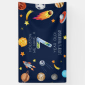 Houston We Have A 7 Jaar Verjaardagsfeestje Spandoek (Verticaal)