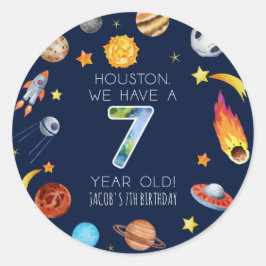 Houston We Have A 7 Year Old 7th Birthday Party Ronde Sticker
