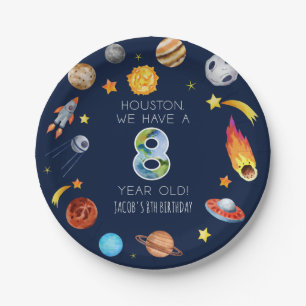 Houston We Have A 8 Jaar Oude 8ste Verjaardagsfees Papieren Bordje