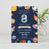 Houston We Have A 8 Year Old 8th Birthday Party Kaart (Staand voorkant)