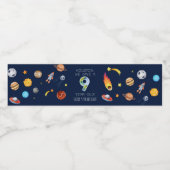 Houston We Have A 9 Year Old 9th Birthday Party Waterfles Etiket (Enkel label)