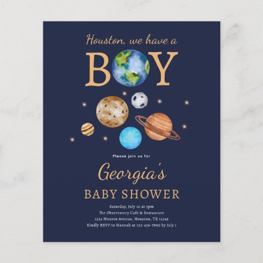'Houston We Have A Boy' Baby shower (Voorkant)