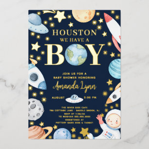 Houston We Have A Boy Buitenruimte Folie Uitnodiging