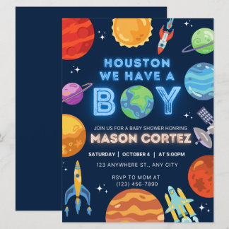 Houston We Have A Boy Outer Space Invitation Baby 