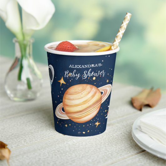 Houston We Have A Boy Outer Space Papieren Bekers (Insitu)