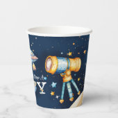 Houston We Have A Boy Outer Space Papieren Bekers (Achterkant)
