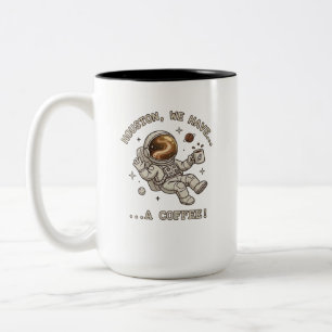 Houston We Have A Coffee - Grappig Astronaut Gesch Tweekleurige Koffiemok