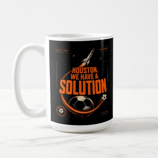 Houston We Have a Solution Voetbal Oranje Koffiemok (Links)