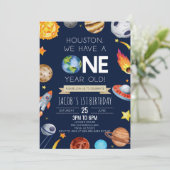 Houston We hebben een 1 jaar oud 1e verjaardagsfee Kaart (Staand voorkant)