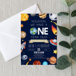 Houston We hebben een 1 jaar oud 1e verjaardagsfee Kaart