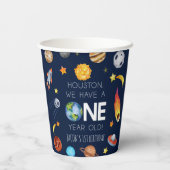 Houston We hebben een 1 jaar oud 1e verjaardagsfee Papieren Bekers (Achterkant)