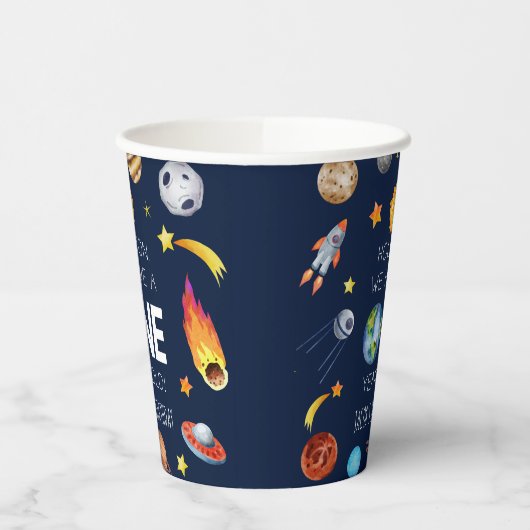 Houston We hebben een 1 jaar oud 1e verjaardagsfee Papieren Bekers (Links)