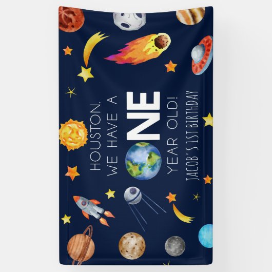 Houston We hebben een 1 jaar oud 1e verjaardagsfee Spandoek (Verticaal)