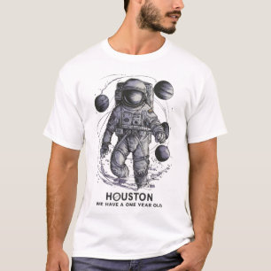 Houston We hebben een 1 jaar oude gelukkige 1e ver T-shirt