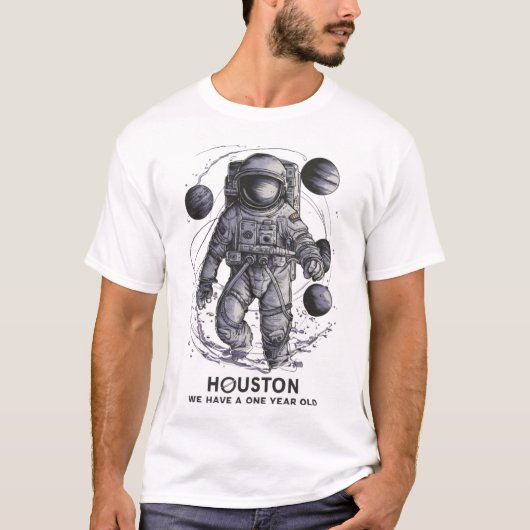 Houston We hebben een 1 jaar oude gelukkige 1e ver T-shirt (Voorkant)