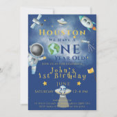 Houston We hebben een 1 jaar oude ruimteastronaut Kaart (Voorkant)