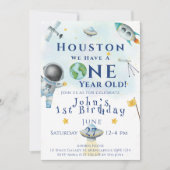 Houston We hebben een 1 jaar oude ruimteastronaut Kaart (Voorkant)