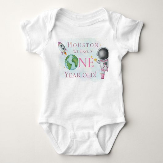 Houston We hebben een 1-jarig meisje. Romper (Voorkant)