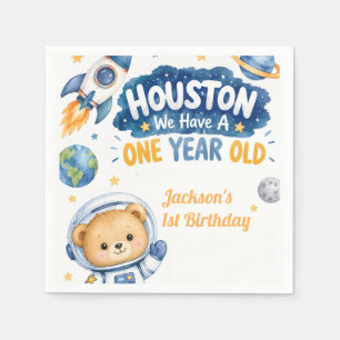 Houston we hebben een 1e verjaardag  servet