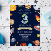 Houston We hebben een 3 jaar oud 3e verjaardagsfee Kaart