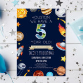 Houston We hebben een 5-jarig 5e verjaardagsfeest Kaart