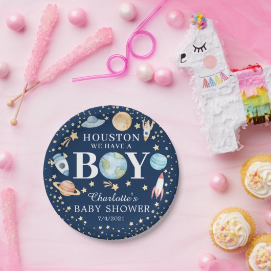 Houston We hebben een Baby shower 7-inch Bord (Feest)