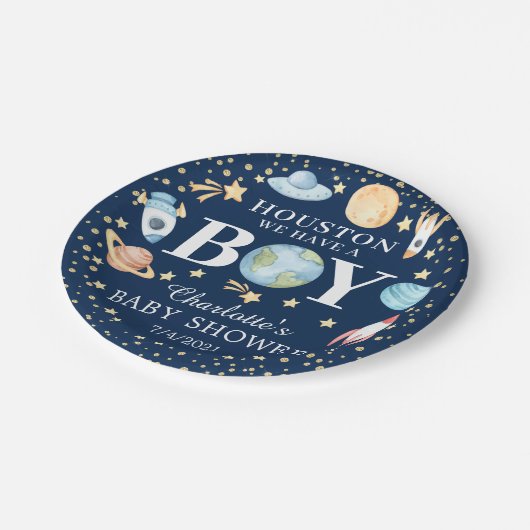 Houston We hebben een Baby shower 7-inch Bord (Gekanteld)