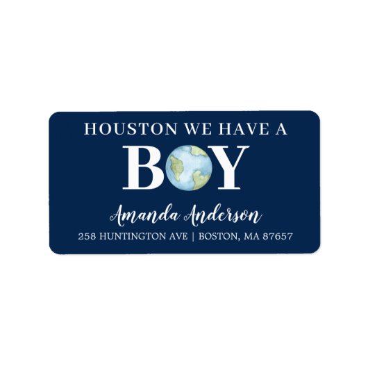 Houston We hebben een Baby shower-adres Etiket (Voorkant)