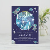 Houston We hebben een Baby shower-uitnodiging Kaart (Staand voorkant)