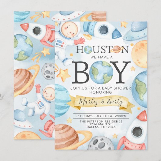 Houston We hebben een Baby shower-uitnodiging Kaart (Voorkant / Achterkant)