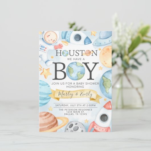 Houston We hebben een Baby shower-uitnodiging Kaart (Staand voorkant)