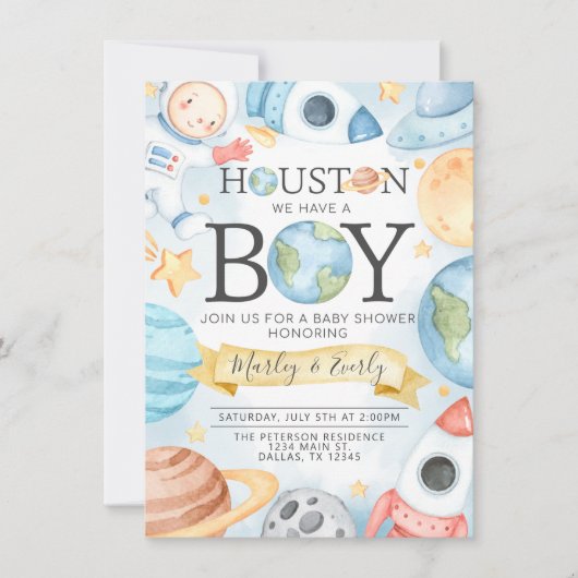 Houston We hebben een Baby shower-uitnodiging Kaart (Voorkant)