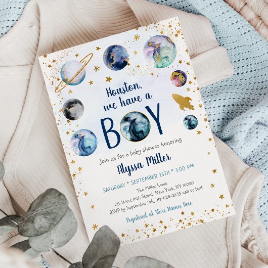 Houston We hebben een Baby shower van een peuterbl Kaart