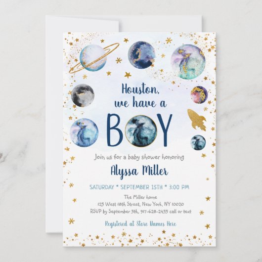 Houston We hebben een Baby shower van een peuterbl Kaart (Voorkant)