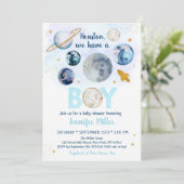 Houston We hebben een Boy Blue Gold Galaxy Baby sh Kaart (Staand voorkant)