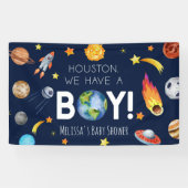 Houston We hebben een Boy Galaxy Space Baby shower Spandoek (Horizontaal)