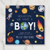 Houston We hebben een Boy Space Galaxy Baby shower Bedankjes Labels (Voorkant)