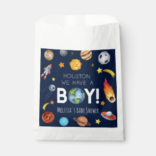 Houston We hebben een Boy Space Galaxy Baby shower Bedankzakje