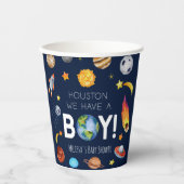 Houston We hebben een Boy Space Galaxy Baby shower Papieren Bekers (Voorkant)