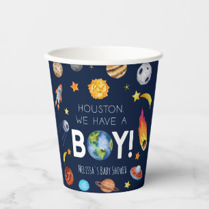 Houston We hebben een Boy Space Galaxy Baby shower Papieren Bekers